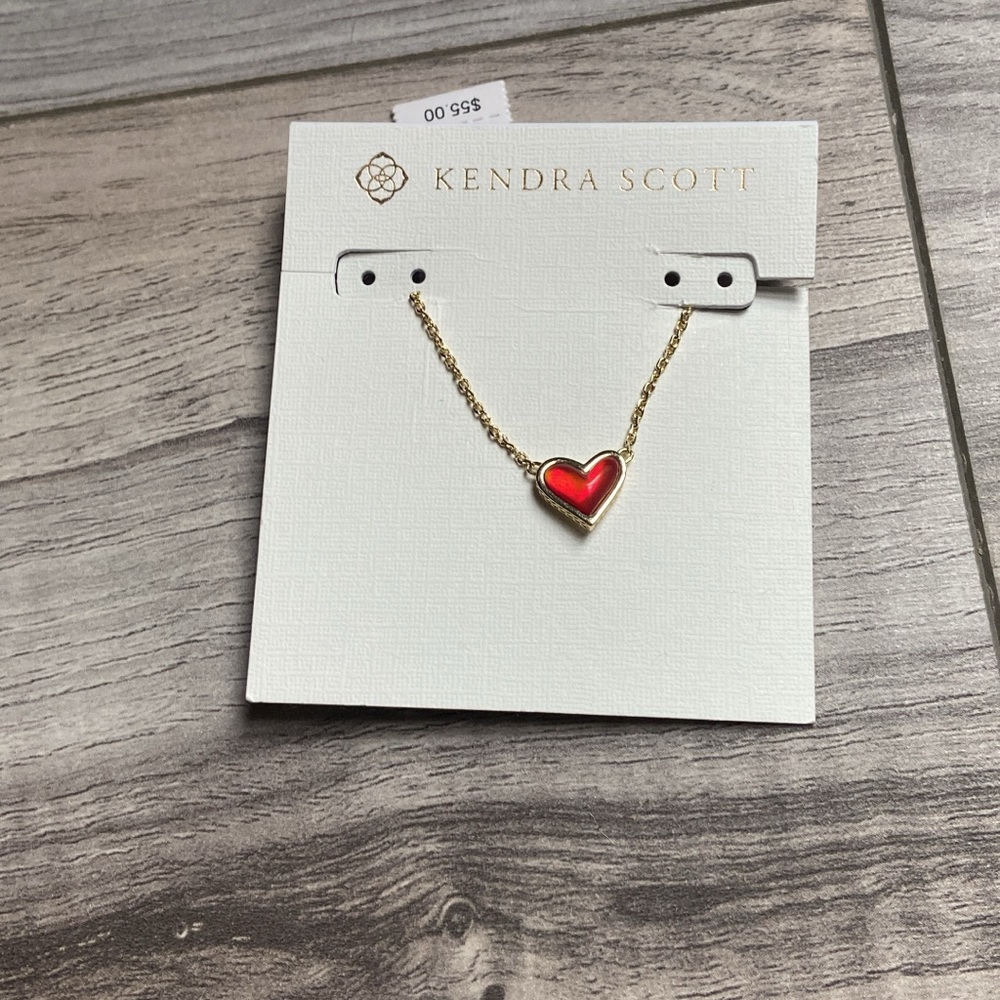 Kendra Scott Red and Gold Heart Necklace